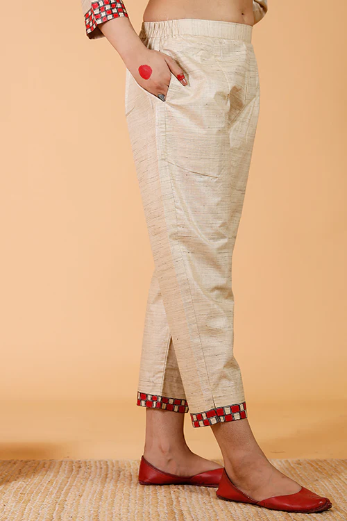 Gubbaro Handpainted Madhubani 'Suryakamal' Cotton Pant - Image 2