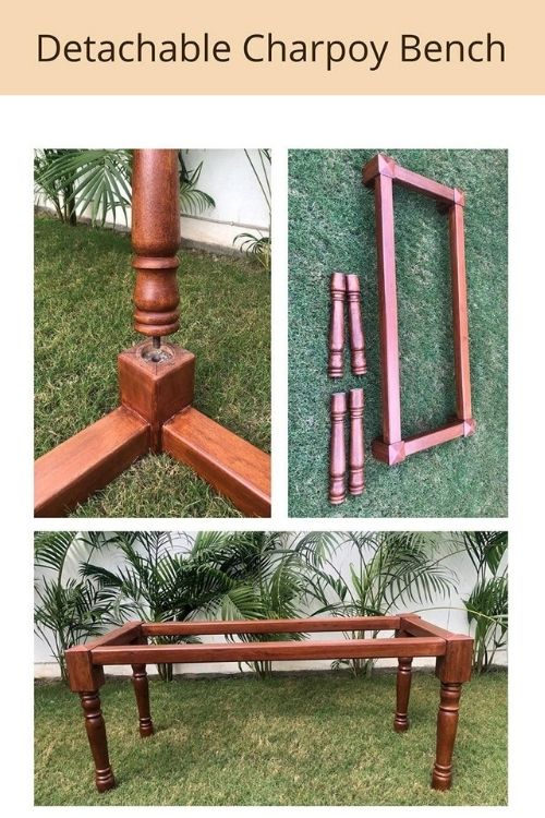 Sirohi Gulmohar Cotton Wooden Bench - Image 6