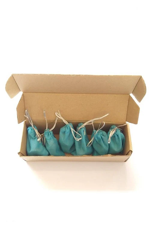 Set of 6 Multicolor Assorted Hand-painted Christmas bells with gift pouch - Image 5