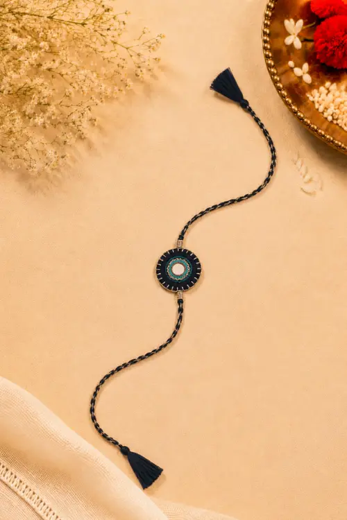 Handcrafted Crochet & Evil Eye Rakhi - Image 3