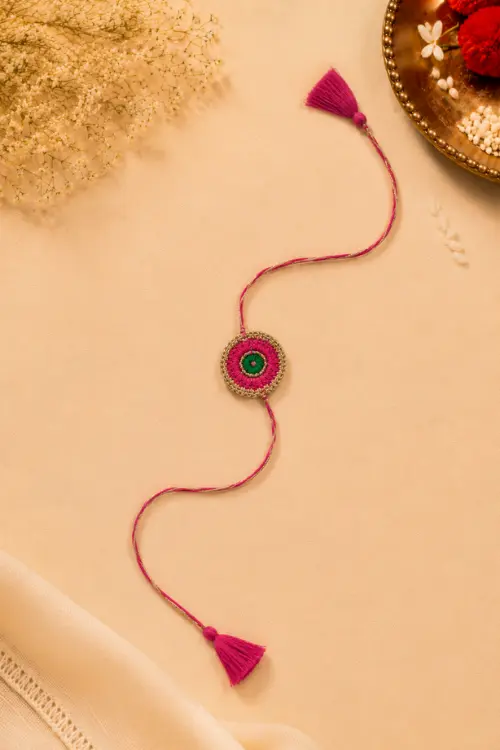 Handcrafted Crochet & Evil Eye Rakhi - Image 5