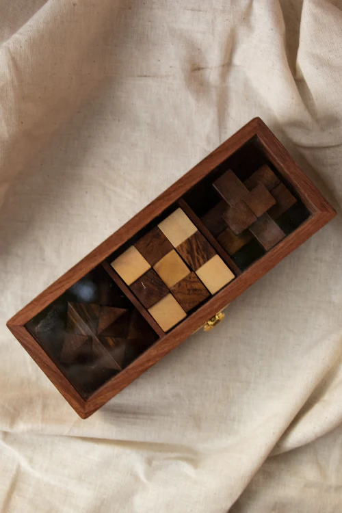 TICH Handcrafted Wooden Puzzles With Box (Set of 3) - Image 3