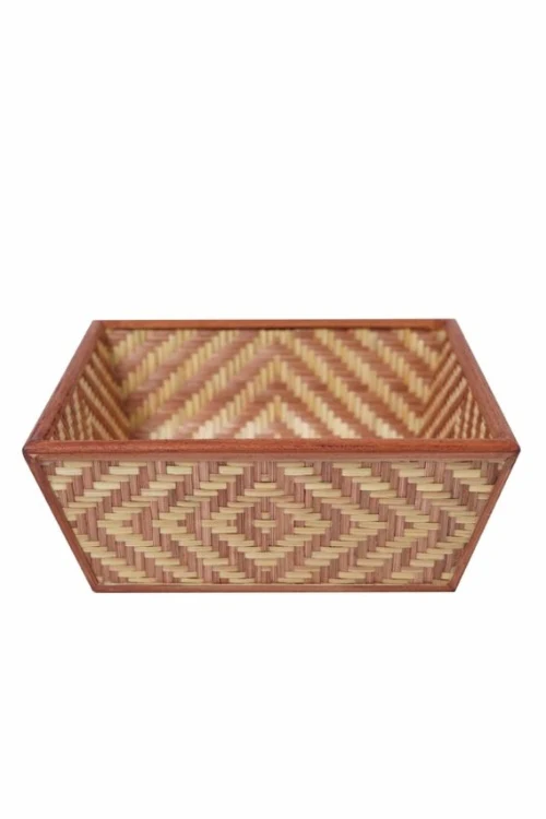 Kadam Haat Handmade Bamboo Fruit Basket With Lid (Brown) - Image 2