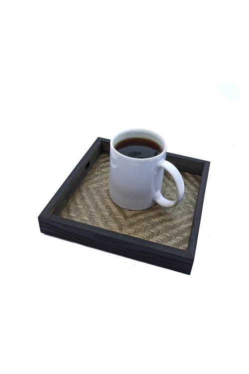 Kadam Haat Handmade Bamboo Square Tray - Small (Black) - Image 5