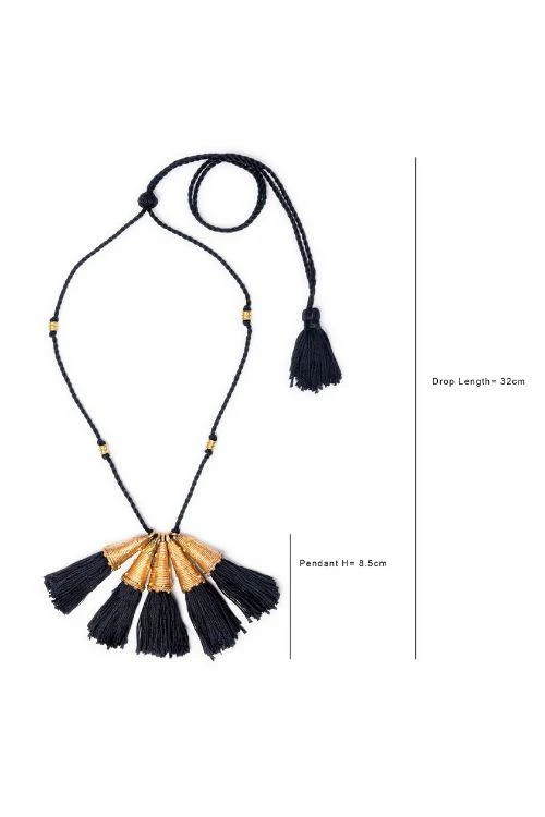 Miharu Handmade Five Pendant Brass Necklace - Image 5
