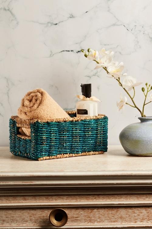 Kadam Haat Handmade Indigo Bathroom Organiser Set Of 2 - Image 3