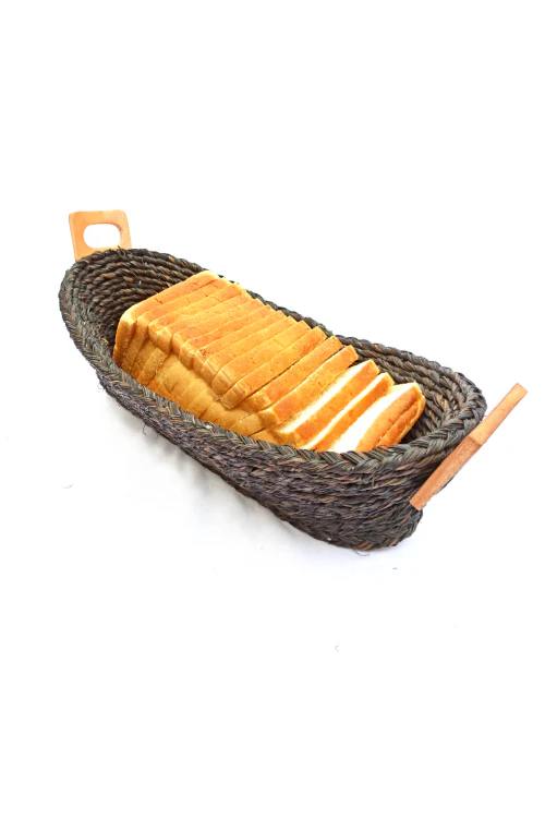 Kadam Haat Handmade Sabai Grass Bread Basket - Large (Black) - Image 3