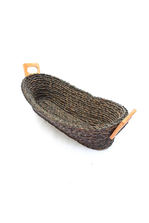 Kadam Haat Handmade Sabai Grass Bread Basket - Large (Black) - Image 5
