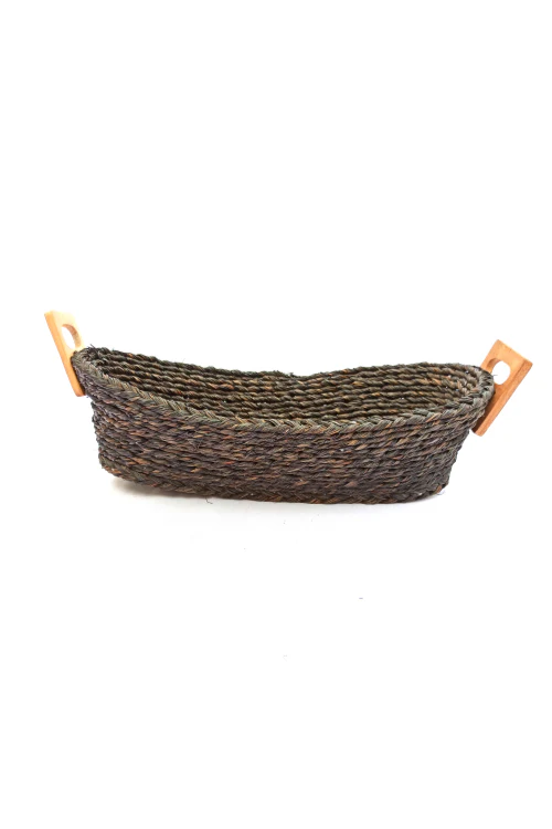 Kadam Haat Handmade Sabai Grass Bread Basket - Large (Black) - Image 6