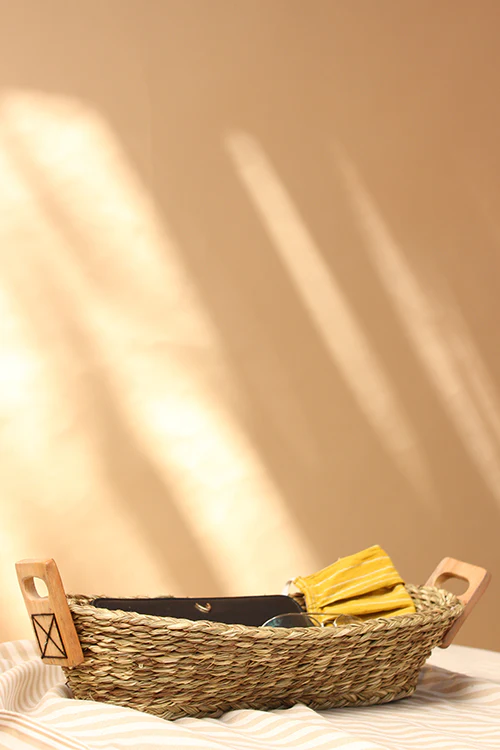 Kadam Haat Handmade Sabai Grass Bread Basket - Large (Natural) - Image 3