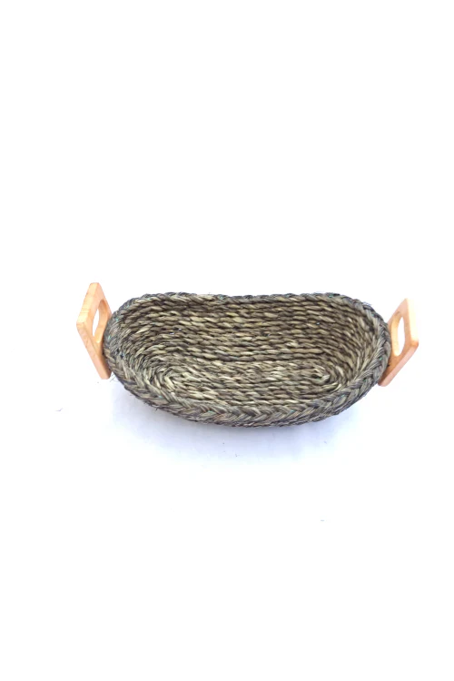 Kadam Haat Handmade Sabai Grass Bread Basket - Small (Black) - Image 3