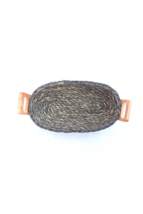 Kadam Haat Handmade Sabai Grass Bread Basket - Small (Black) - Image 4