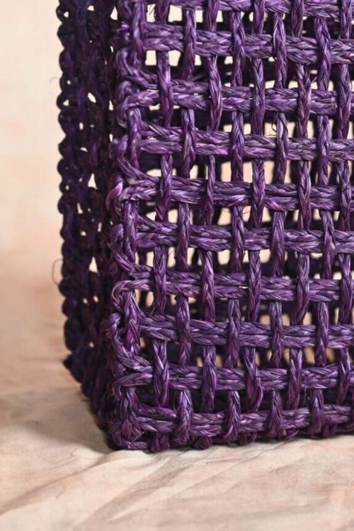Kadam Haat Handmade Sabai Grass Mesh Bag - Large (Lavender) - Image 8