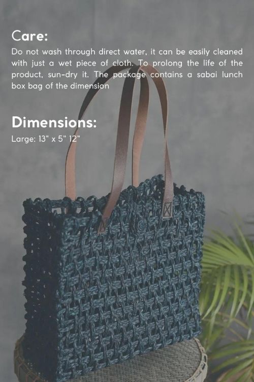 Kadam Haat Handmade Sabai Grass Mesh Bag - Large (Neer) - Image 3