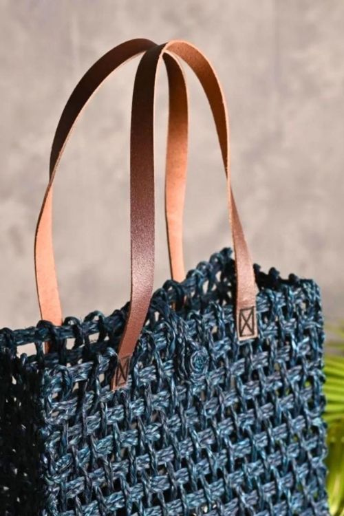Kadam Haat Handmade Sabai Grass Mesh Bag - Large (Neer) - Image 5