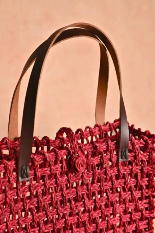 Kadam Haat Handmade Sabai Grass Mesh Bag - Large (Surkhi) - Image 9