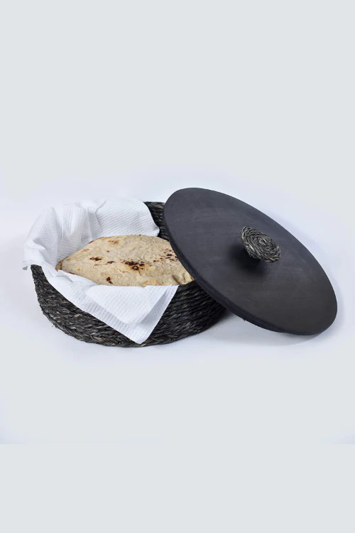 Kadam Haat Handmade Sabai Grass Roti Box (Black) - Image 4
