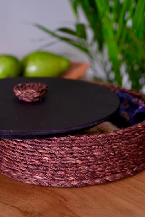 Kadam Haat Handmade Sabai Grass Roti Box - Brown - Image 3
