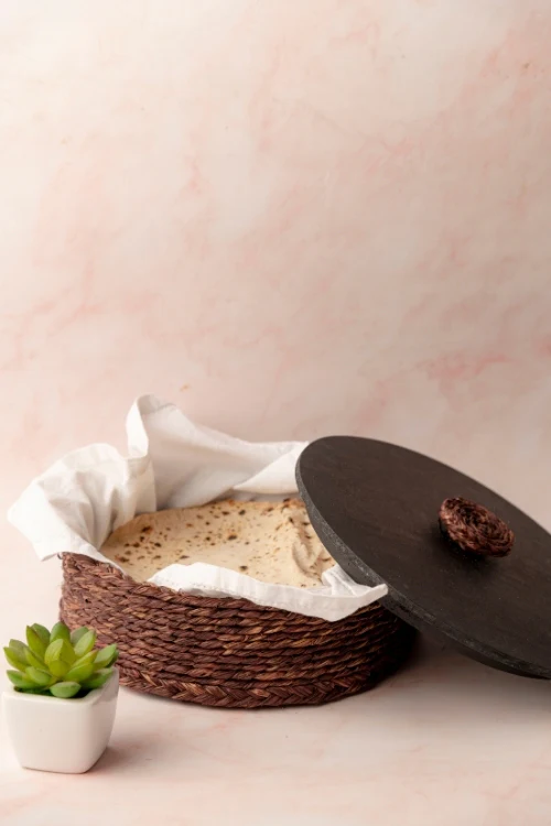 Kadam Haat Handmade Sabai Grass Roti Box - Brown - Image 6