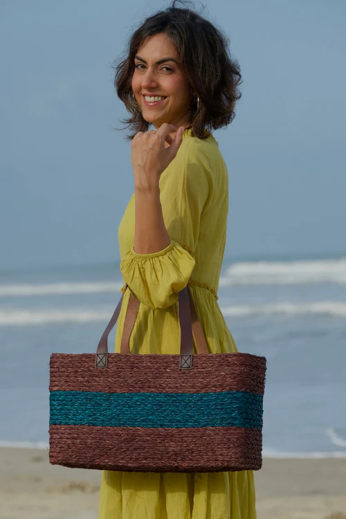 Kadam Haat Handmade Sabai Grass Shopping Bag - Brown - Image 3