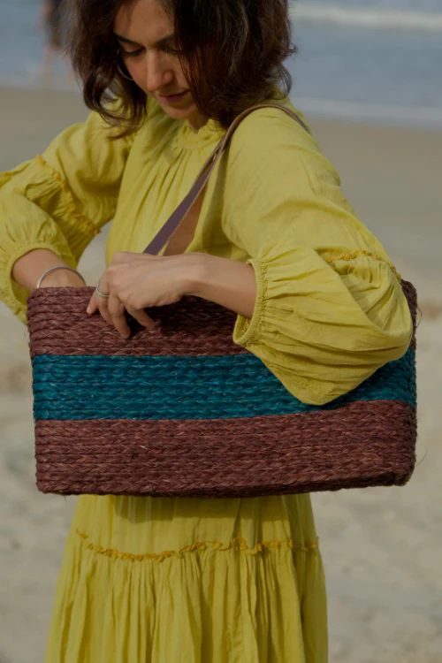 Kadam Haat Handmade Sabai Grass Shopping Bag - Brown - Image 4