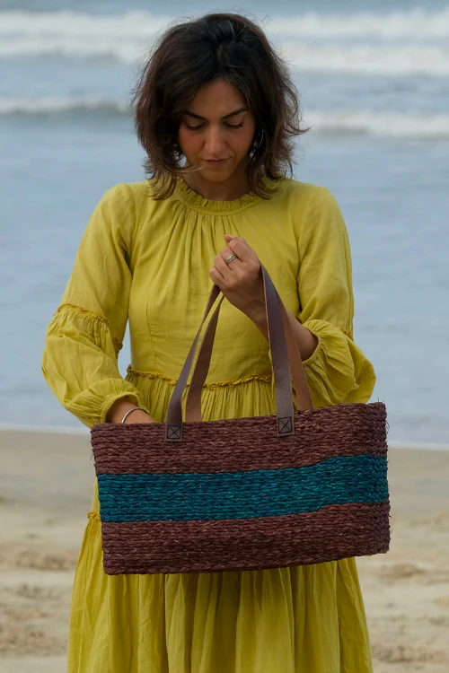 Kadam Haat Handmade Sabai Grass Shopping Bag - Brown - Image 6