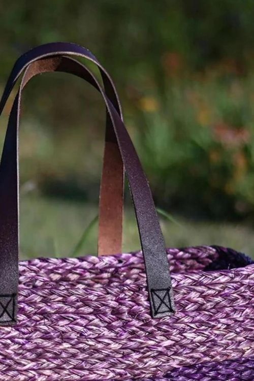 Kadam Haat Handmade Sabai Grass Shopping Bag - Lavender - Image 3