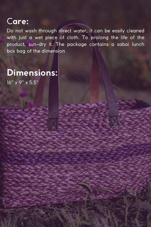 Kadam Haat Handmade Sabai Grass Shopping Bag - Lavender - Image 5