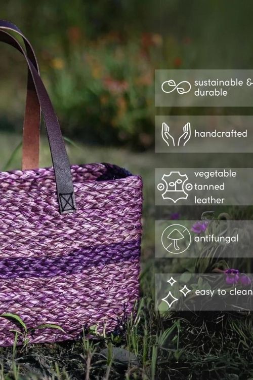 Kadam Haat Handmade Sabai Grass Shopping Bag - Lavender - Image 6