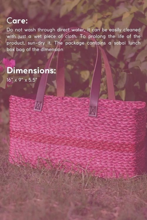 Kadam Haat Handmade Sabai Grass Shopping Bag - Red - Image 4