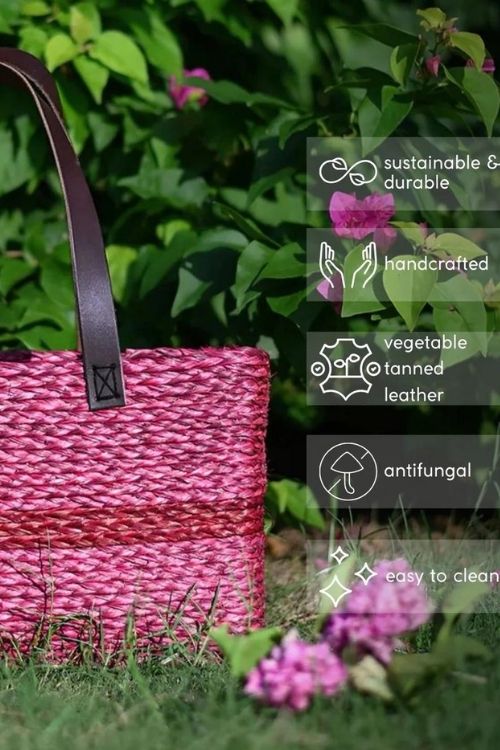 Kadam Haat Handmade Sabai Grass Shopping Bag - Red - Image 5