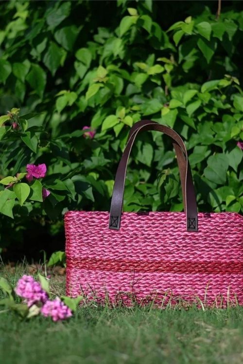 Kadam Haat Handmade Sabai Grass Shopping Bag - Red - Image 6