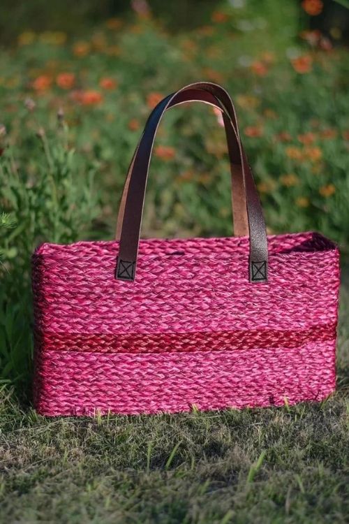 Kadam Haat Handmade Sabai Grass Shopping Bag - Red - Image 7
