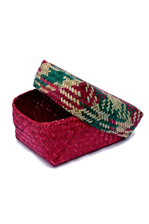 Kadam Haat Handmade Sitalpati  Gift Box Set Of 3 (Red) - Image 3