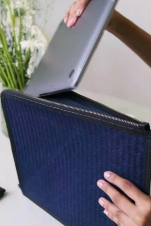 Kadam Haat Handmade Sitalpati Laptop Sleeve - 13"/16" - Black - Image 10