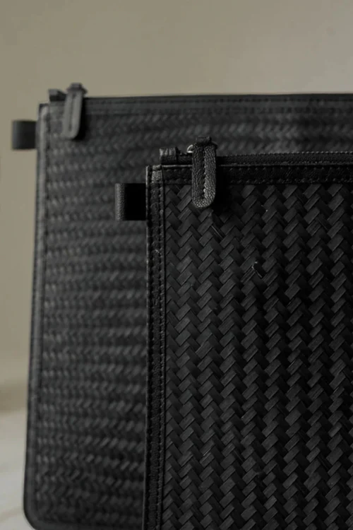 Kadam Haat Handmade Sitalpati Laptop Sleeve - 13"/16" - Black - Image 3