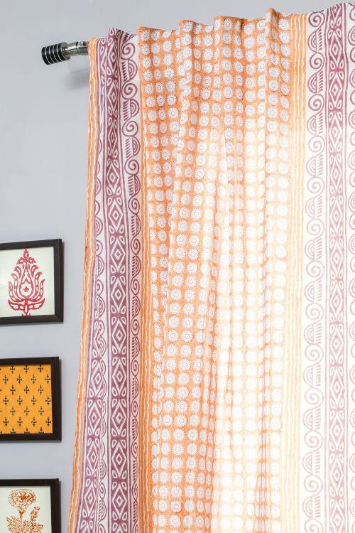 Sooti Syahi Harvest Sun Hand Block Printed Window Curtain - Image 2