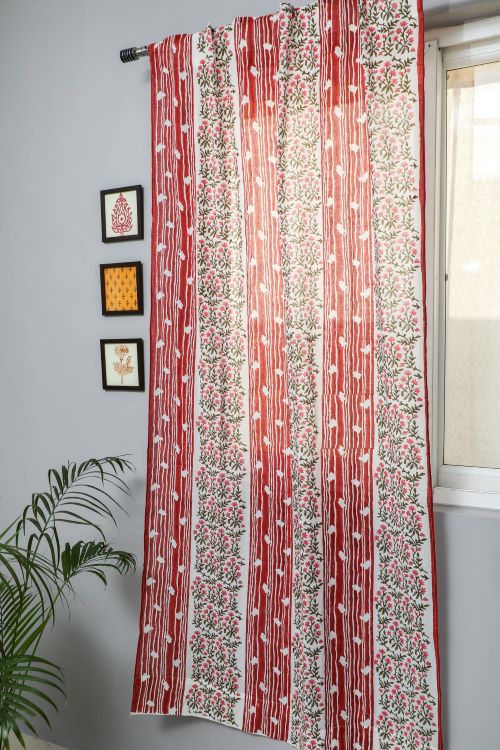 Sooti Syahi Haven Glazing Hand Block Printed Door Curtain - Image 3
