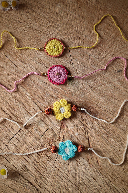 Himalayan Blooms 2 Genda Rakhi+ 2 Kali Rakhi (Set Of - 4)