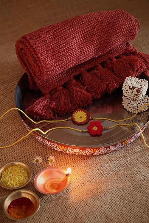 Himalayan Blooms 2 Rakhi,Scarf, Thali,Rauli
