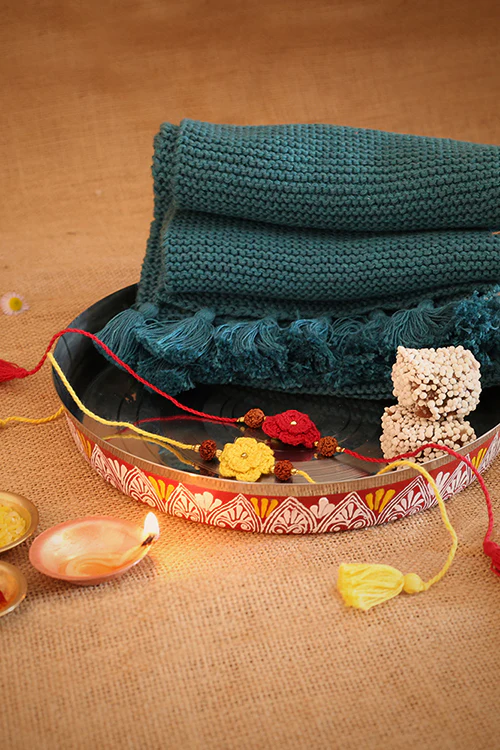 Himalayan Blooms 2 Rakhi,Scarf,Thali,Rauli,Rakhi Gift Hamper - Image 4
