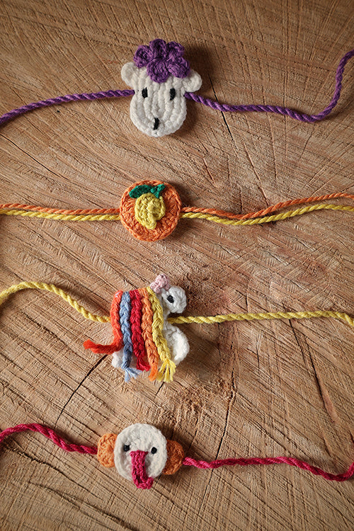 Himalayan Blooms Cotton Thread Kids Rakhi (Set Of - 4)