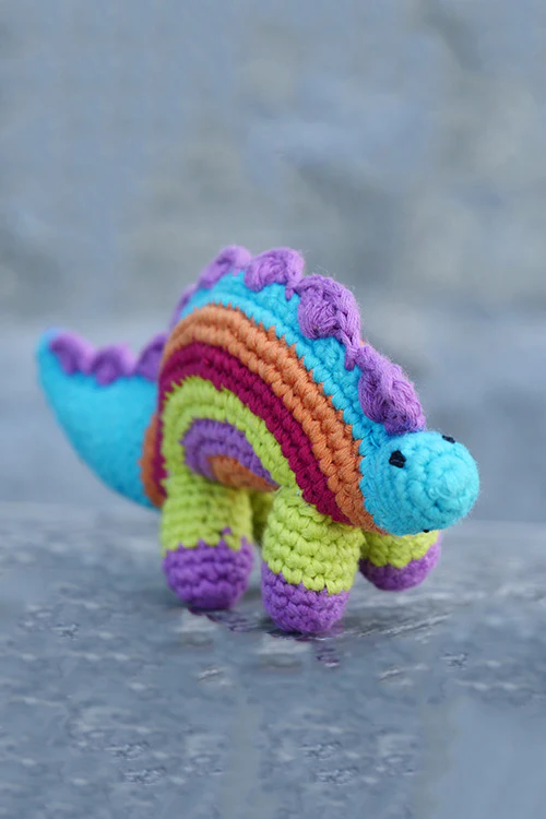 Himalayan Blooms Hand Made Crochet Soft Toys - Colored Dinosaur - Image 3