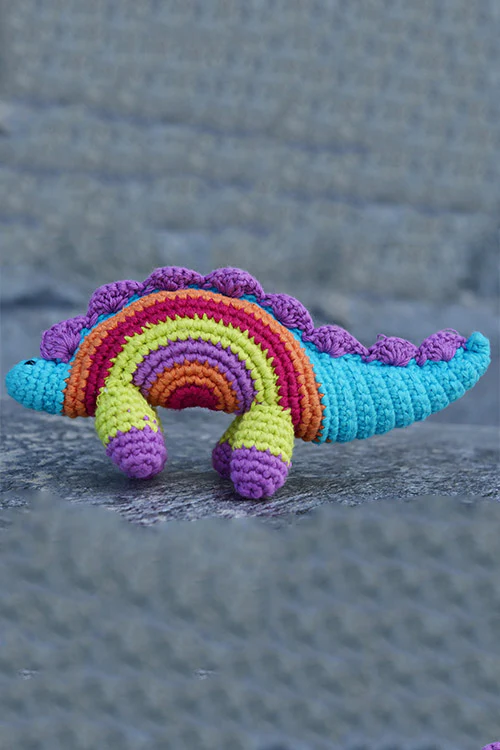 Himalayan Blooms Hand Made Crochet Soft Toys - Colored Dinosaur - Image 5