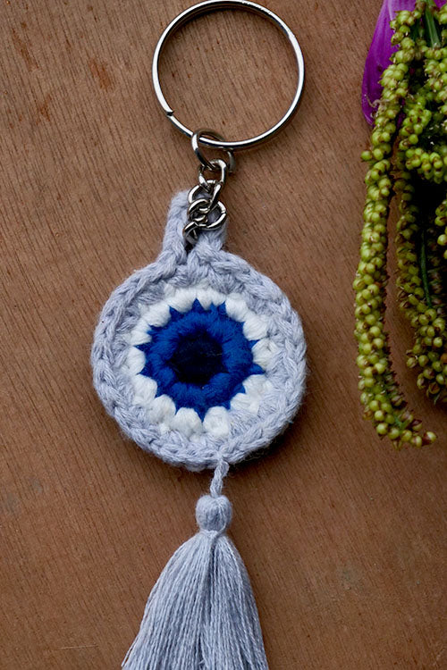 Himalayan Blooms Hand Made Crochet Soft Toys - Evil Eye Keychain - Image 2