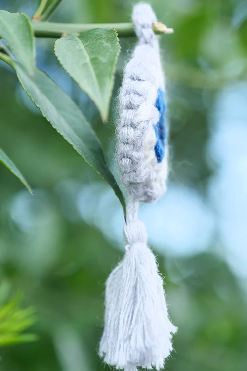 Himalayan Blooms Hand Made Crochet Soft Toys - Evil Eye Keychain - Image 3