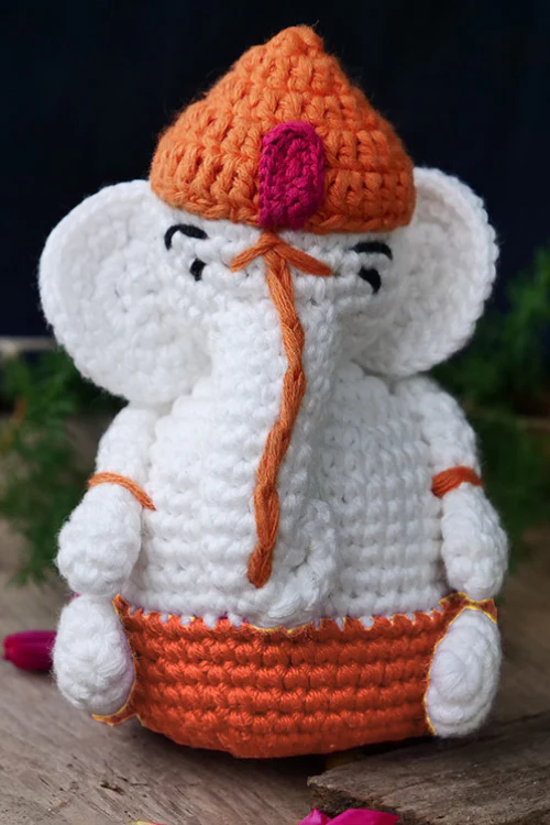 Himalayan Blooms Hand Made Crochet Soft Toys - Ganesha - Image 5