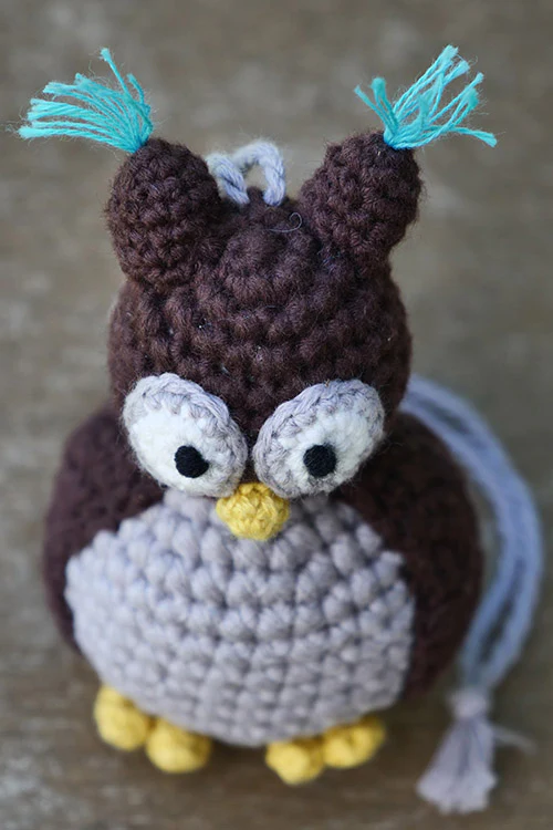 Himalayan Blooms Hand Made Crochet Soft Toys - Standing Owl - Image 4