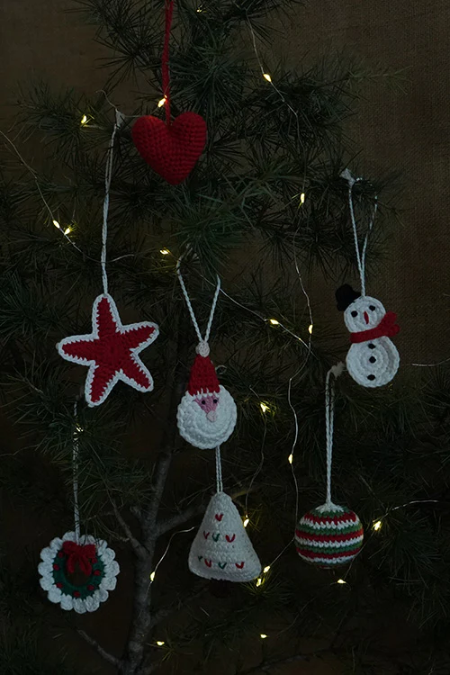Himalayan Blooms Handmade Crochet Christmas Ornament Set of 7 - Image 2