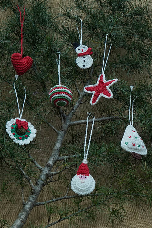 Himalayan Blooms Handmade Crochet Christmas Ornament Set of 7 - Image 3